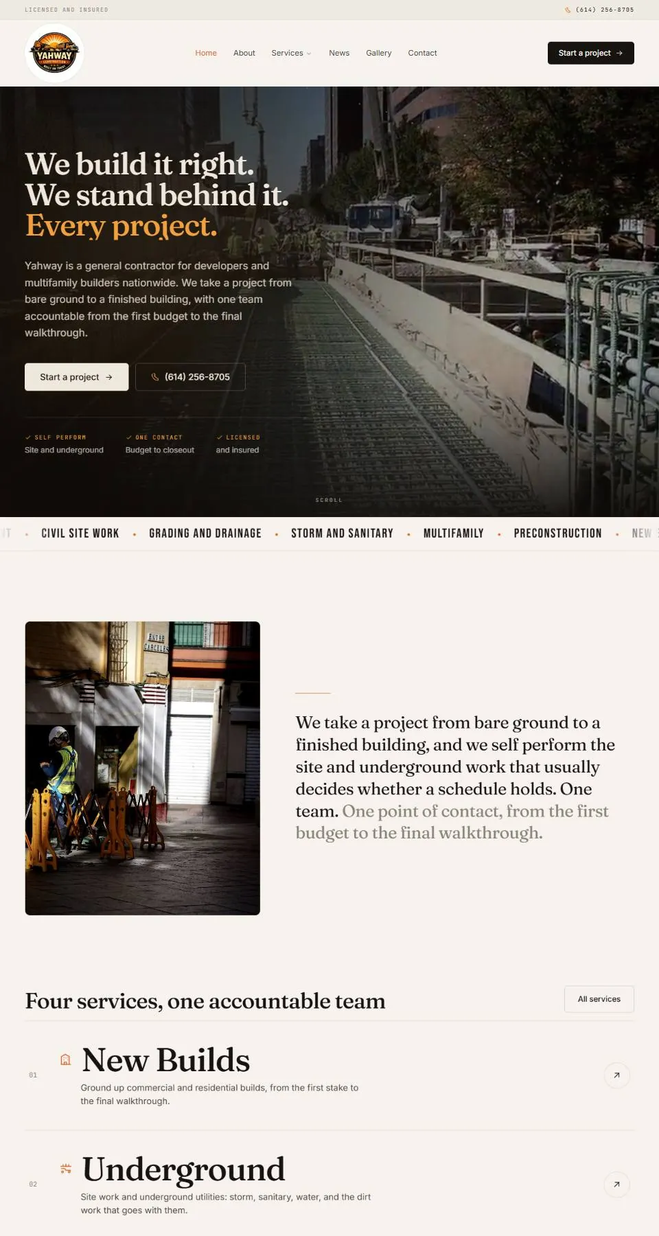 Yahway Construction website